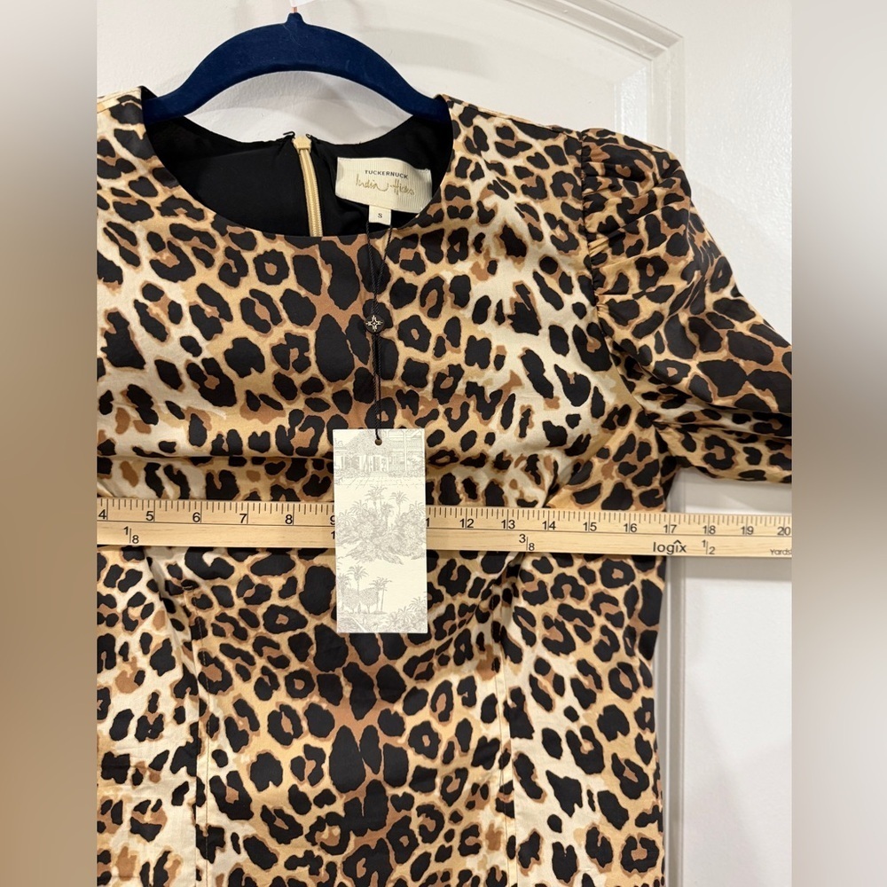 NWT Tuckernuck x India Hicks Leopard Domino Mini Dress S Puff Sleeve - Picture 10 of 15